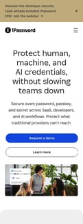 1password landing page mobile screenshot