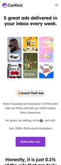 Confect landing page mobile screenshot