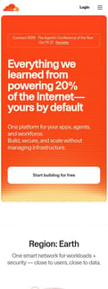 Cloudflare landing page mobile screenshot