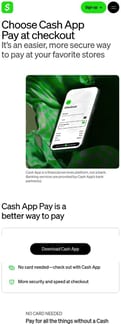 Cash app landing page mobile screenshot