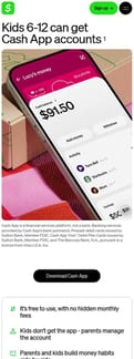 Cash app landing page mobile screenshot