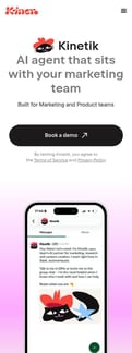 Kineto_app landing page mobile screenshot