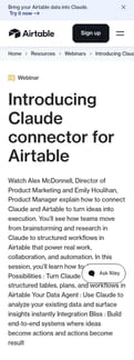 Airtable landing page mobile screenshot
