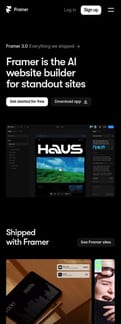 Framer landing page mobile screenshot