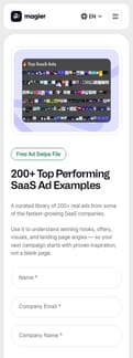Magier landing page mobile screenshot
