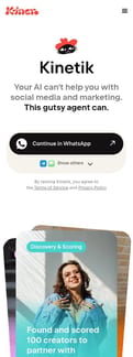 Kineto_app landing page mobile screenshot