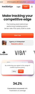 Tracklution landing page mobile screenshot