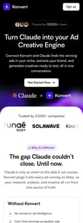 Usekonvert landing page mobile screenshot