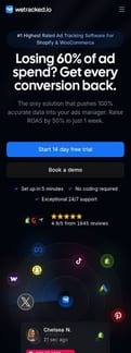 Wetracked landing page mobile screenshot