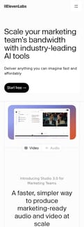 Elevenlabs landing page mobile screenshot