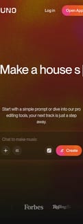 Suno landing page mobile screenshot