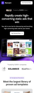 Usekonvert landing page mobile screenshot