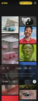 Artlist landing page mobile screenshot