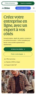 Shine landing page mobile screenshot