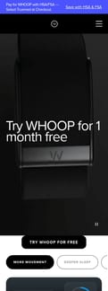 WHOOP landing page mobile screenshot