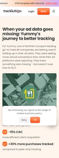 Tracklution landing page mobile screenshot