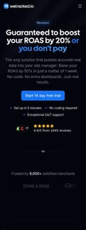 Wetracked landing page mobile screenshot