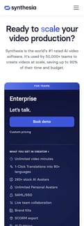 Synthesia landing page mobile screenshot