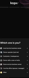 Kopa landing page mobile screenshot