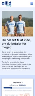 Altid landing page mobile screenshot