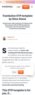 Tracklution landing page mobile screenshot