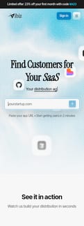 Vibiz landing page mobile screenshot