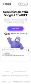 Soro landing page mobile screenshot