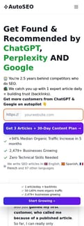 Autoseo landing page mobile screenshot