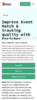 Stape landing page mobile screenshot