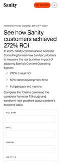 Sanity landing page mobile screenshot