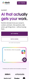 Slack landing page mobile screenshot