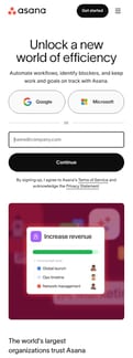 Asana landing page mobile screenshot