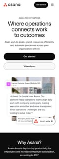 Asana landing page mobile screenshot