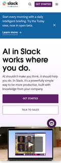 Slack landing page mobile screenshot