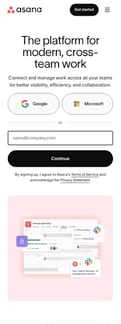Asana landing page mobile screenshot