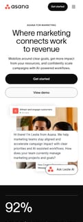 Asana landing page mobile screenshot