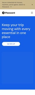 1password landing page mobile screenshot
