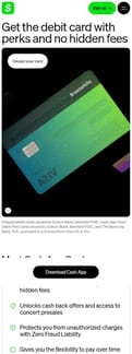 Cash app landing page mobile screenshot