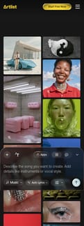 Artlist landing page mobile screenshot
