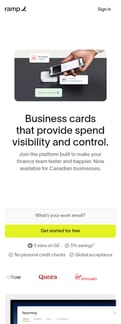 Ramp landing page mobile screenshot