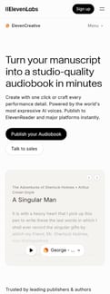 Elevenlabs landing page mobile screenshot