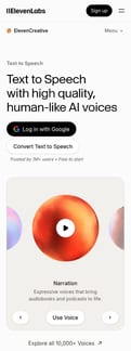 Elevenlabs landing page mobile screenshot