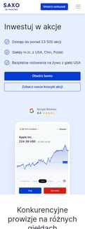 Saxo-bank landing page mobile screenshot