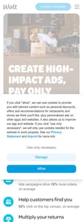 Wolt landing page mobile screenshot