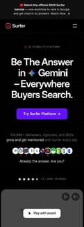 Positive Surfer landing page mobile screenshot