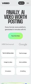 Veed landing page mobile screenshot