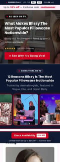 Blissy landing page mobile screenshot