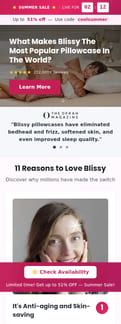 Blissy landing page mobile screenshot