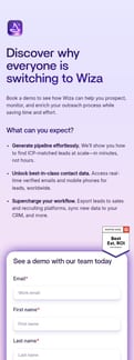 Wiza landing page mobile screenshot