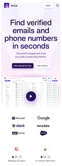 Wiza landing page mobile screenshot